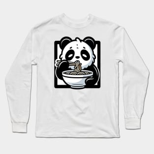 panda eating ramen noodles Long Sleeve T-Shirt